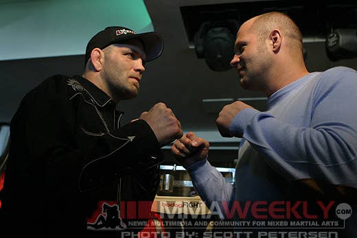 Matt Lindland and Fedor at Bodog Weigh-Ins in Russia