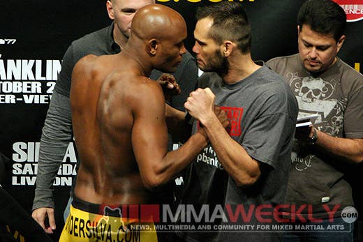 Anderson Silva and Rich Franklin at UFC 77