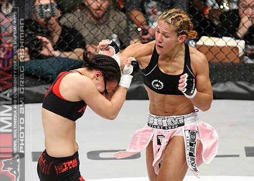 Shayna Baszler and Cristiane "Cyborg" Santos at Elite XC