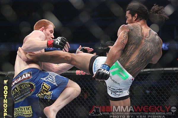 Ben Henderson and Mark Bocek at UFC 129