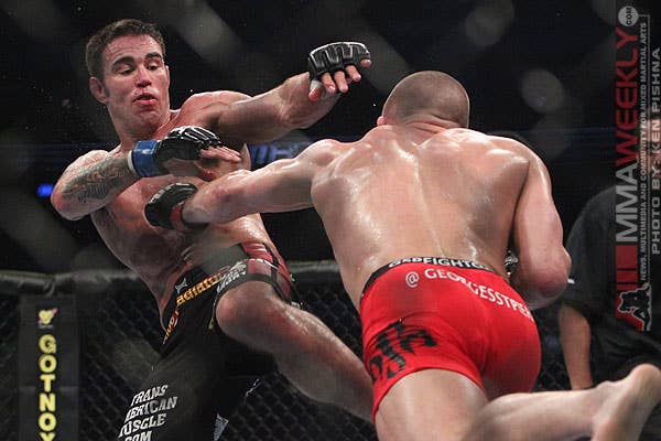 Georges St. Pierre and Jake Shields at UFC 129