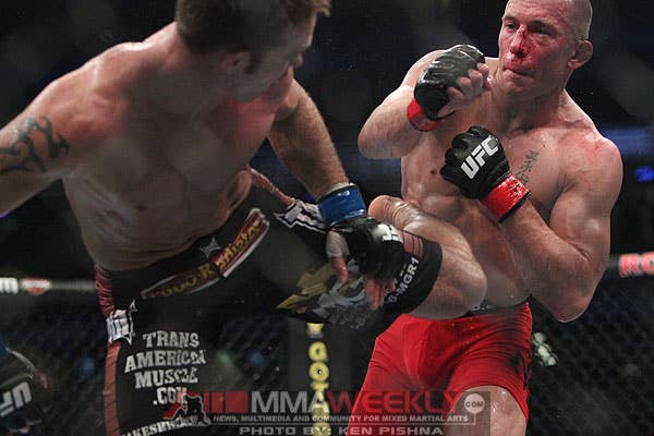 Georges St. Pierre and Jake Shields at UFC 129