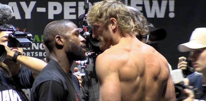 Floyd Mayweather vs. Logan Paul weigh-in and face-offs | Video ...