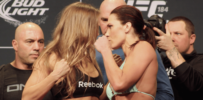 Ufc 184 Main Event Weigh In Ronda Rousey Vs Cat Zingano Staredown